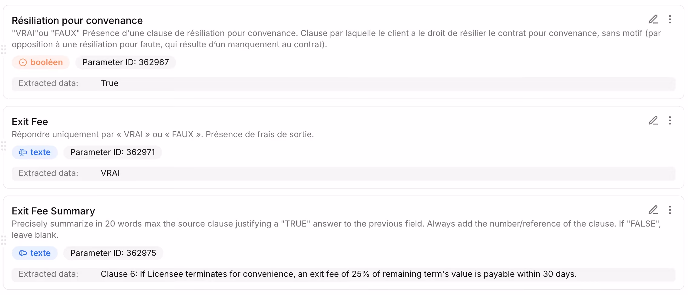Champ résiliation de contrat