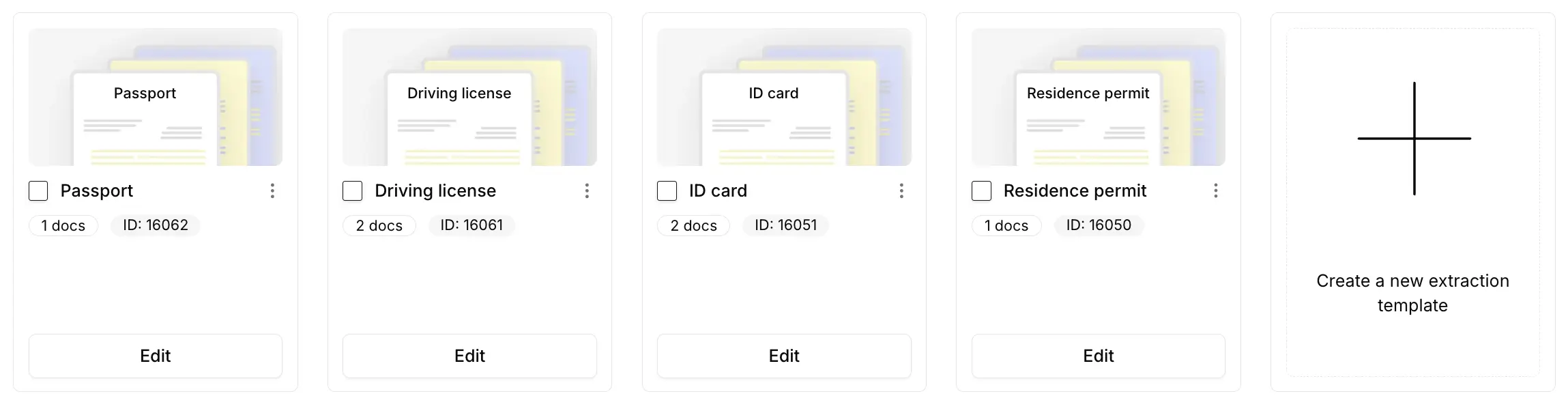 Extraction template