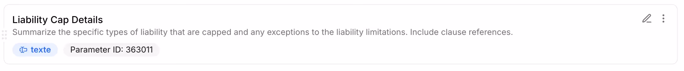 Liability cap field