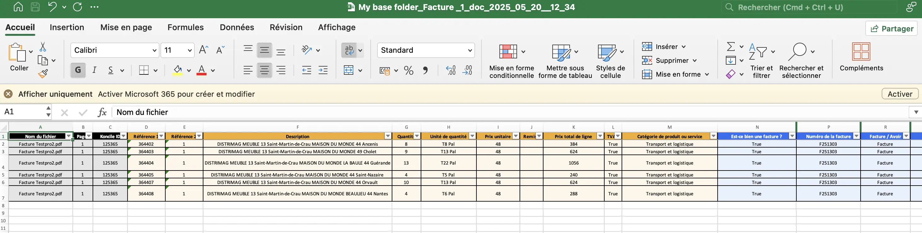 Export data in excel
