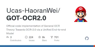 Le logo de GOT OCR, c'est une librairie OCR open source basée sur du VLM.
