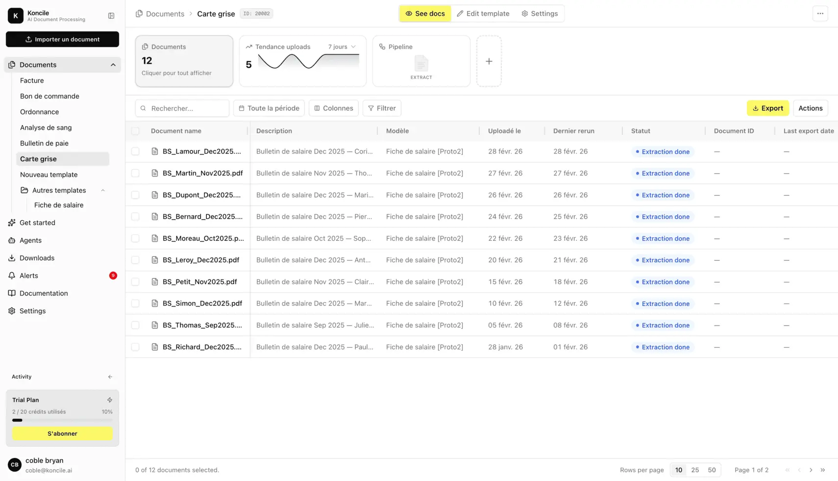 Koncile ai ocr extraction invoice processing french ocr solution