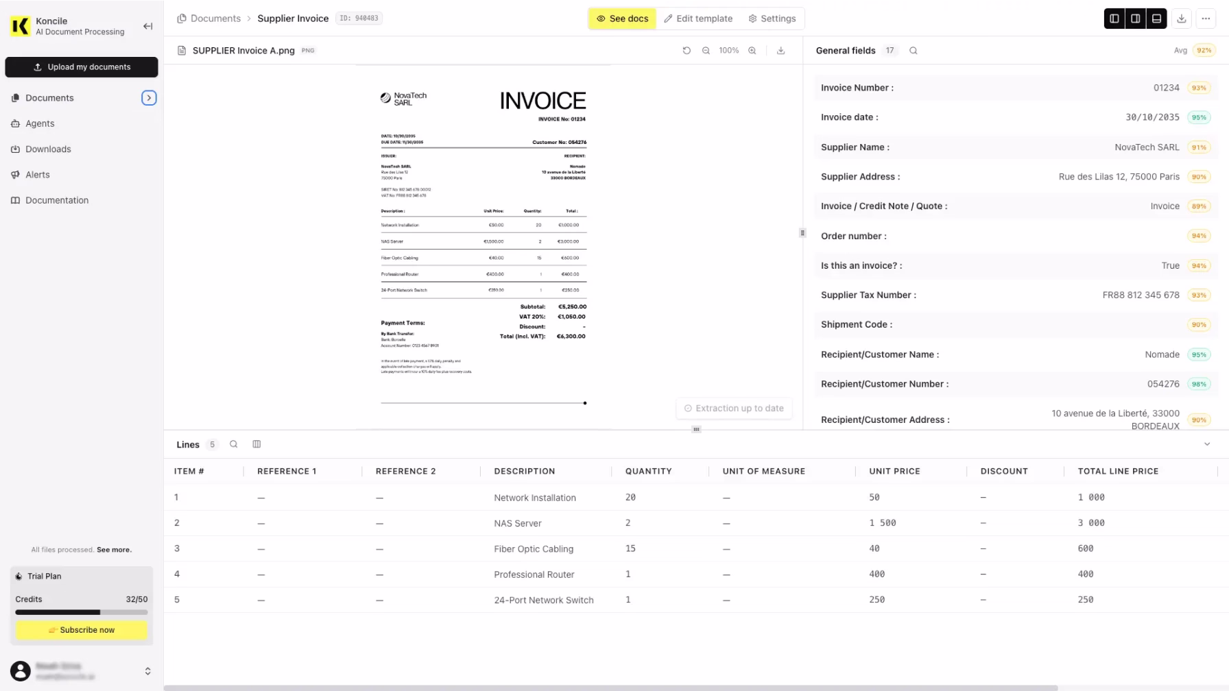 accounting software tools koncile ocr ai extraction